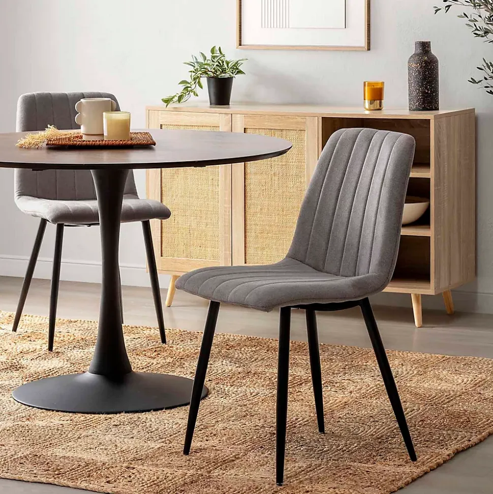 Pack 4 chaises Sagi recouvertes de tissu gris