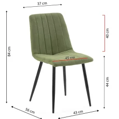 Pack 4 chaises Sagi recouvertes de tissu vert