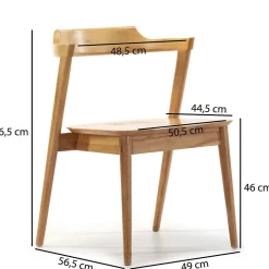 Pack 2 chaises Venus, Couleur Chêne, Bois Massif, 58 cm x 57,5 cm x 76 cm