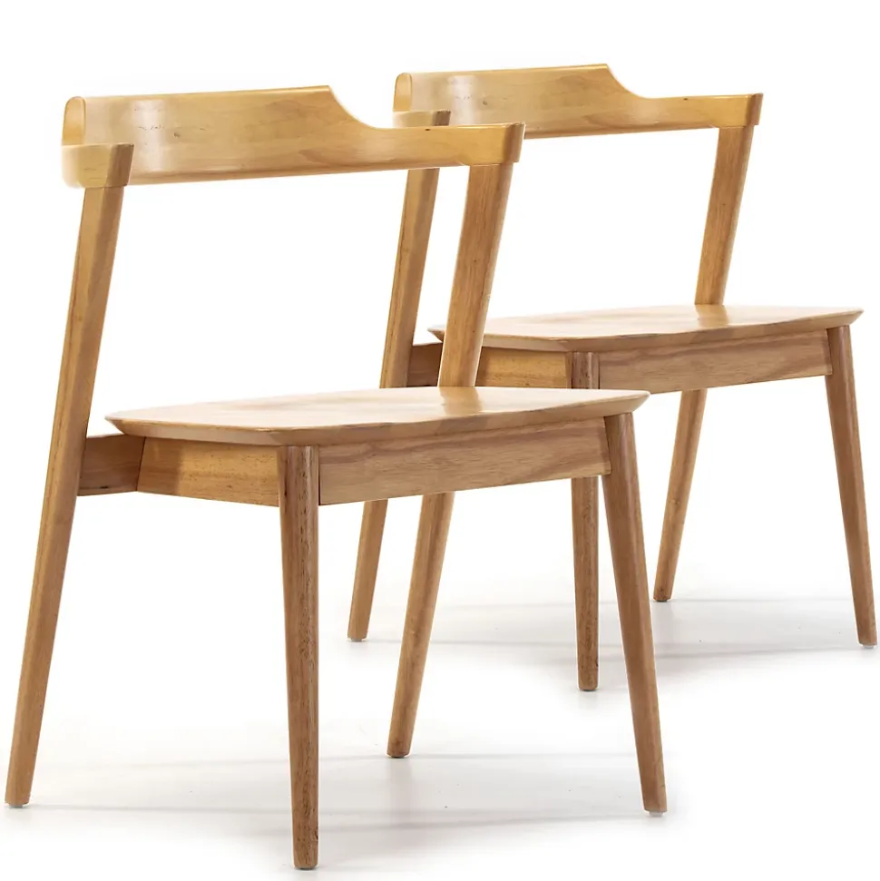 Pack 2 chaises Venus, Couleur Chêne, Bois Massif, 58 cm x 57,5 cm x 76 cm