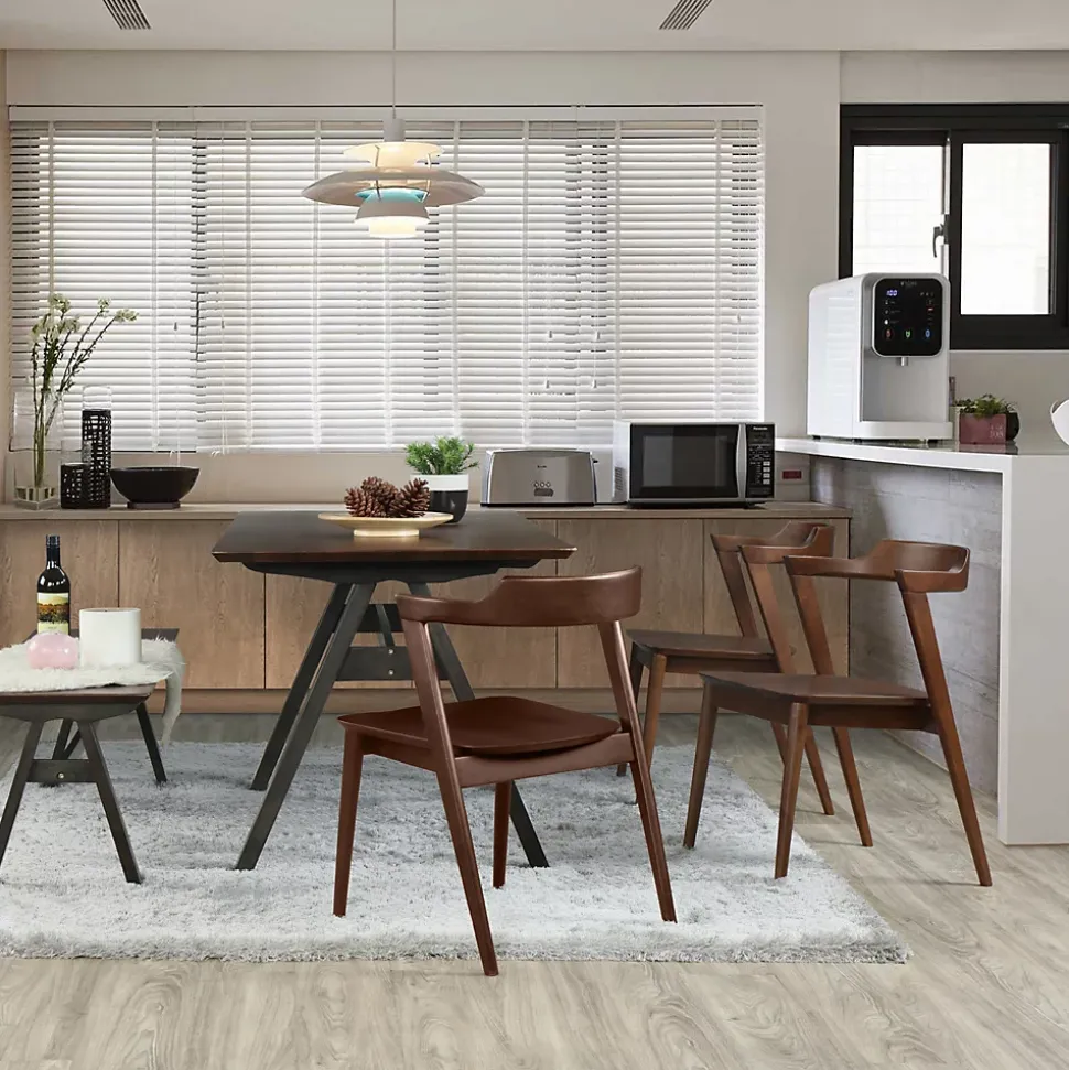 Pack 2 chaises Venus, Couleur Noyer, Bois Massif, 58 cm x 57,5 cm x 76 cm