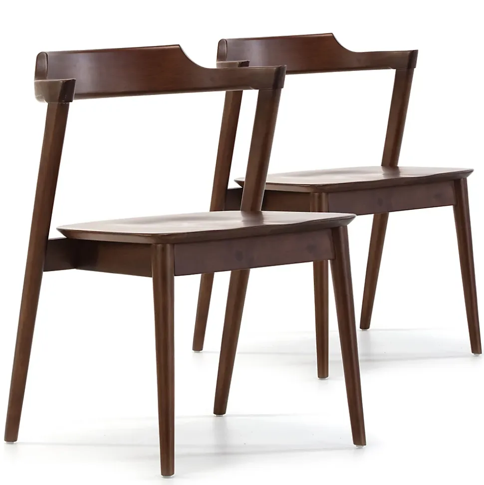 Pack 2 chaises Venus, Couleur Noyer, Bois Massif, 58 cm x 57,5 cm x 76 cm