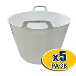 Pack 5 Panier alimentaire flexible avec poignée renforcée (Blanc, 42 L) - Sans BPA. Restaurants, chambres froides, vendanges...