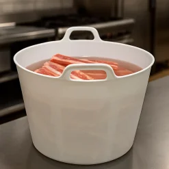 Pack 10 Panier alimentaire flexible avec poignée renforcée (Blanc, 42L) - Sans BPA. Restaurants, chambres froides, vendanges...