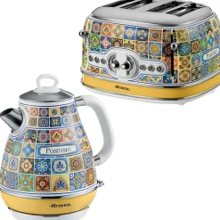 PACK Positano Bouilloire 1.7L + Grille-pain 4 fentes Design Rétro ARIETE