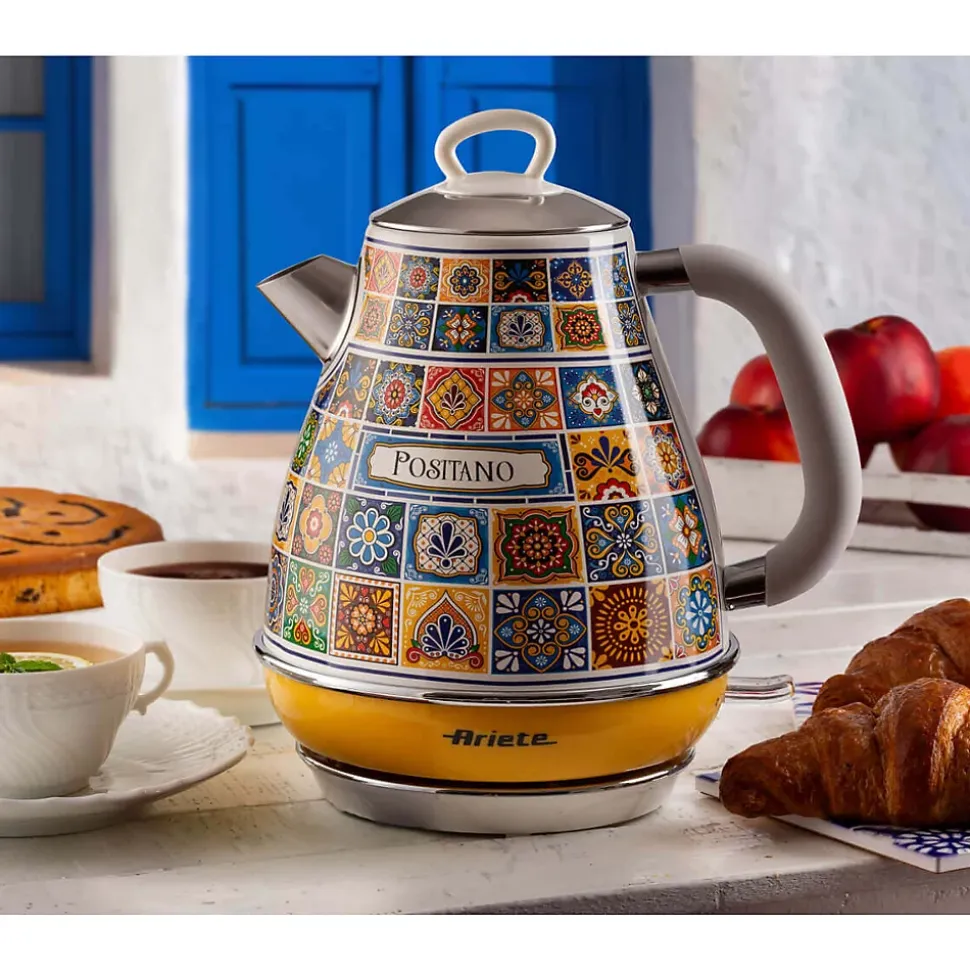 PACK Positano Bouilloire 1.7L + Grille-pain 4 fentes Design Rétro ARIETE