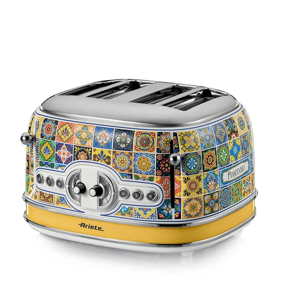 PACK Positano Bouilloire 1.7L + Grille-pain 4 fentes Design Rétro ARIETE