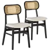 Pack de 2 chaises Boira Noire avec Imitation tissu mouton et rotin synthétique