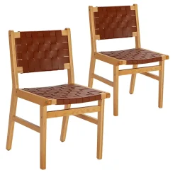 Pack de 2 chaises Kurt Marron en cuir recyclé