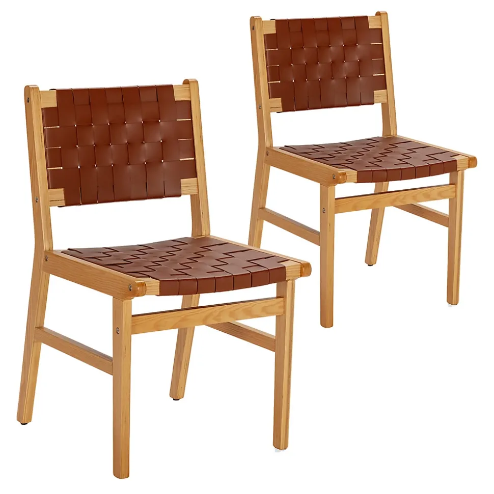 Pack de 2 chaises Kurt Marron en cuir recyclé