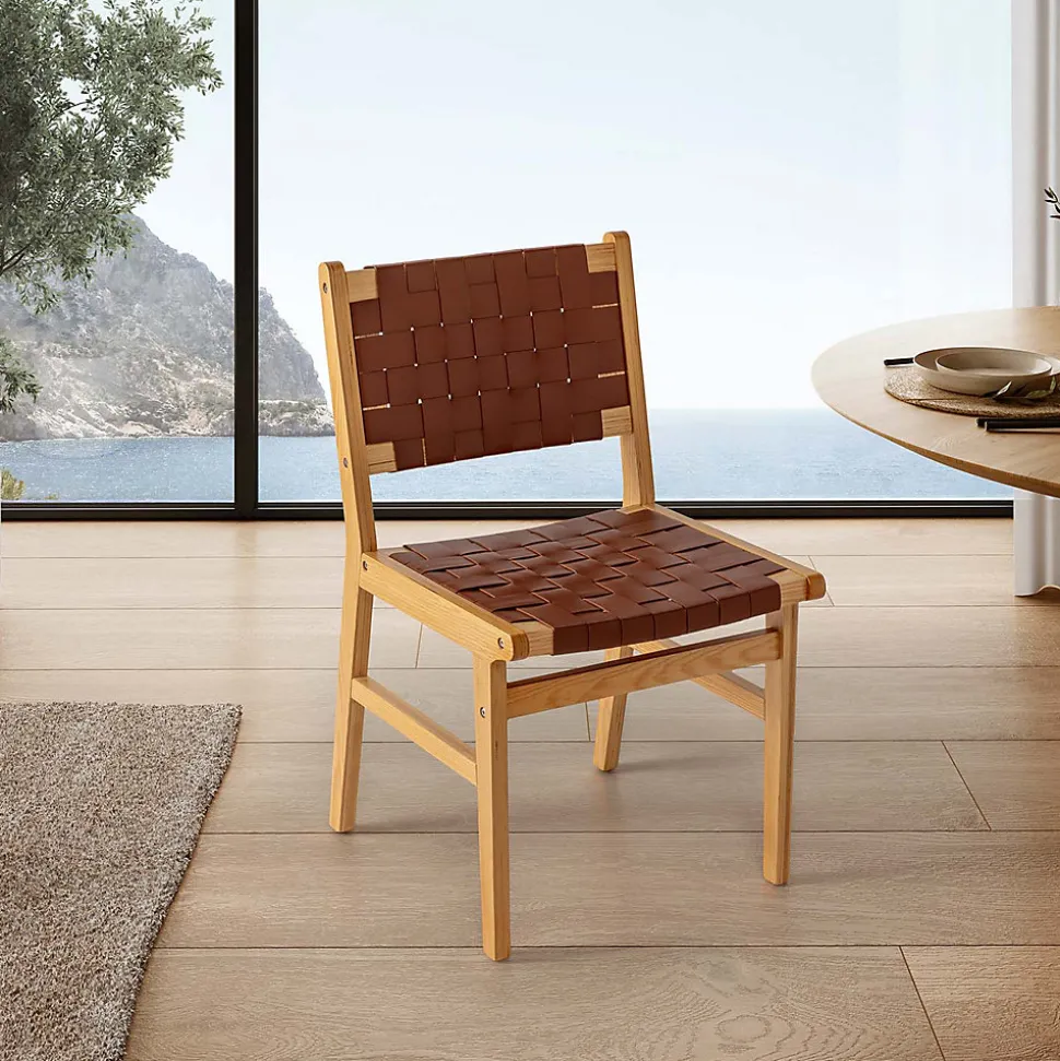 Pack de 2 chaises Kurt Marron en cuir recyclé