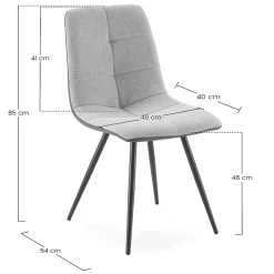 Pack de 2 chaises Prada, tissu et simili cuir Gris