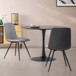 Pack de 2 chaises Prada, tissu et simili cuir Gris