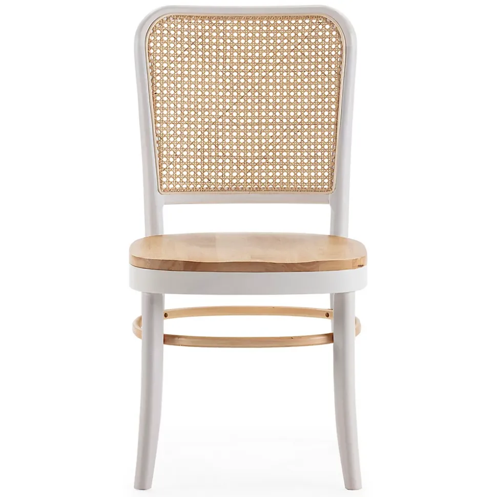 Pack de 2 chaises Vesta Couleur Blanc/chêne, Bois Massif et Rotin naturel