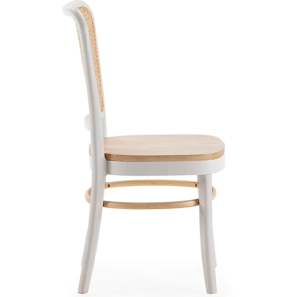 Pack de 2 chaises Vesta Couleur Blanc/chêne, Bois Massif et Rotin naturel