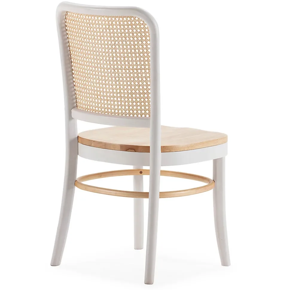 Pack de 2 chaises Vesta Couleur Blanc/chêne, Bois Massif et Rotin naturel