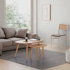 Pack de 2 chaises Vilma Couleur Blanc Wash, Bois Massif et Rotin naturel