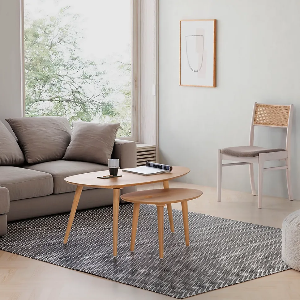 Pack de 2 chaises Vilma Couleur Blanc Wash, Bois Massif et Rotin naturel