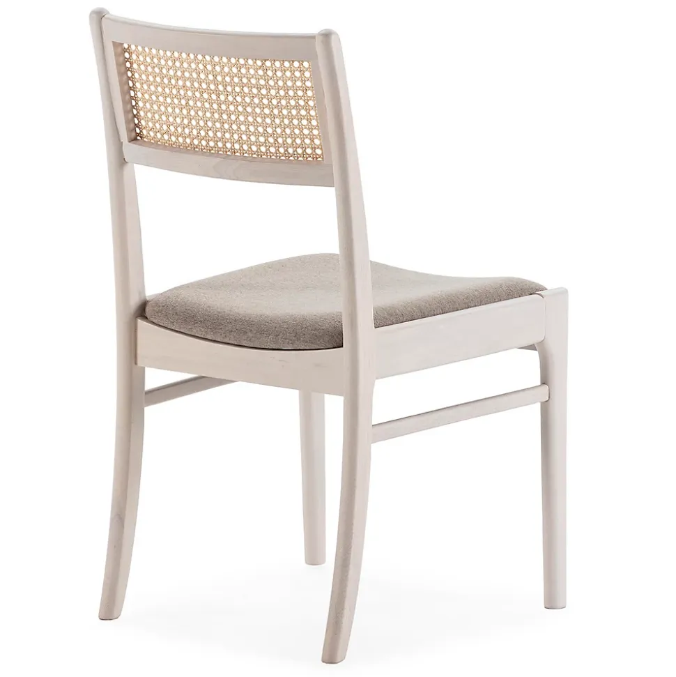 Pack de 2 chaises Vilma Couleur Blanc Wash, Bois Massif et Rotin naturel