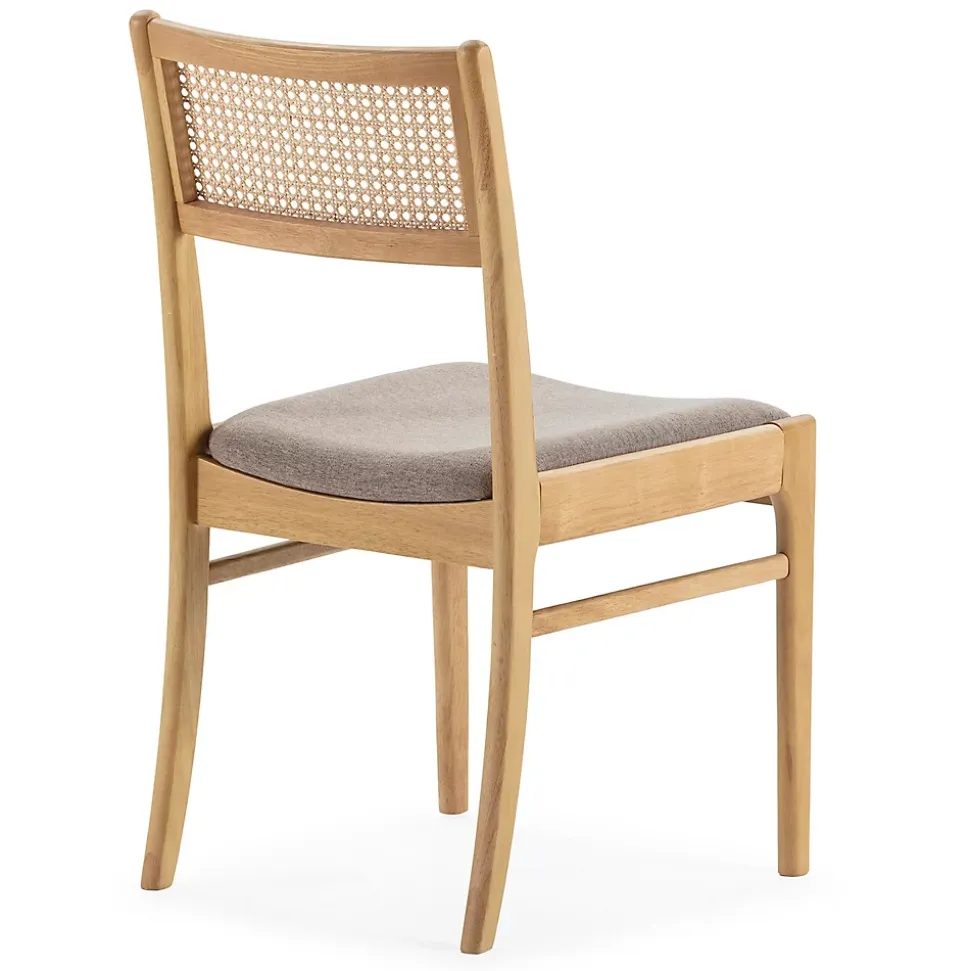 Pack de 2 chaises Vilma Couleur Chêne, Bois Massif et Rotin Naturel