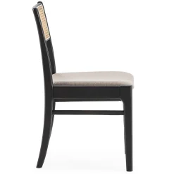 Pack de 2 chaises Vilma Couleur Noir Wash, Bois Massif et Rotin naturel