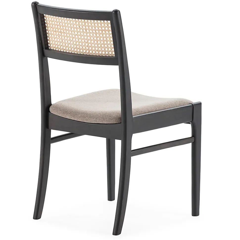 Pack de 2 chaises Vilma Couleur Noir Wash, Bois Massif et Rotin naturel