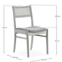 Pack de 2 chaises Vilma Couleur Noir Wash, Bois Massif et Rotin naturel