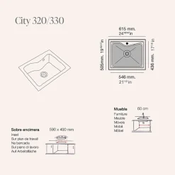 Pack Evier 1 bac POALGI City Snow + mitigeur avec douchette + bonde noire