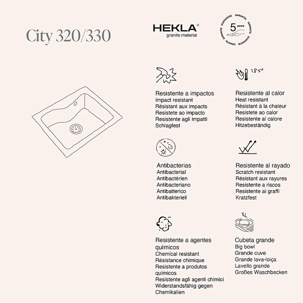 Pack Evier 1 bac POALGI City Basalt + mitigeur avec douchette + bonde noire