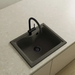 Pack Evier 1 bac POALGI City Basalt + mitigeur avec douchette + bonde noire