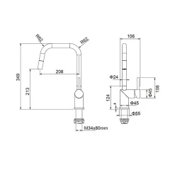 Pack Evier 2 bacs POALGI City Ash + mitigeur avec douchette + bonde noire