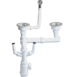 Pack vidage manuel inox blanc mat 1,5 bacs