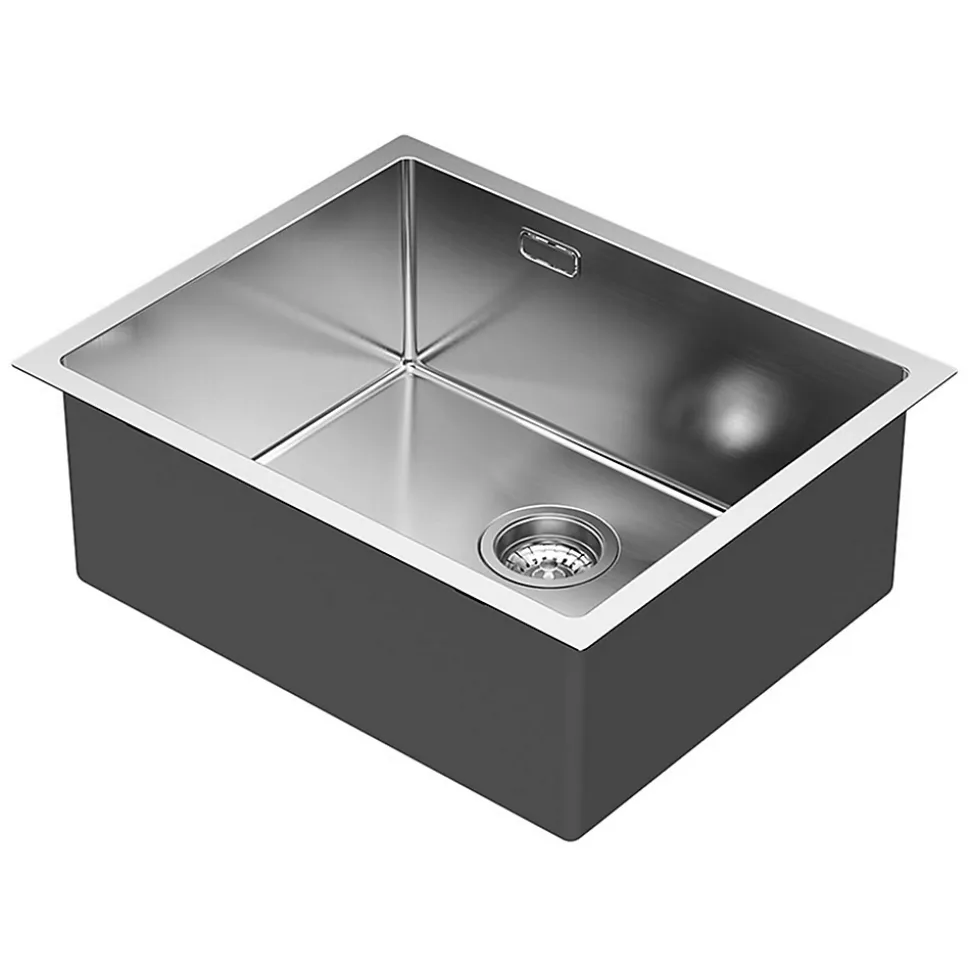 Pack évier SOLUT + mitigeur monocommande, finition brossée, en acier inoxydable Kibath