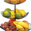 Panier à Fruits 3 Niveaux en Métal Noir Multifonction