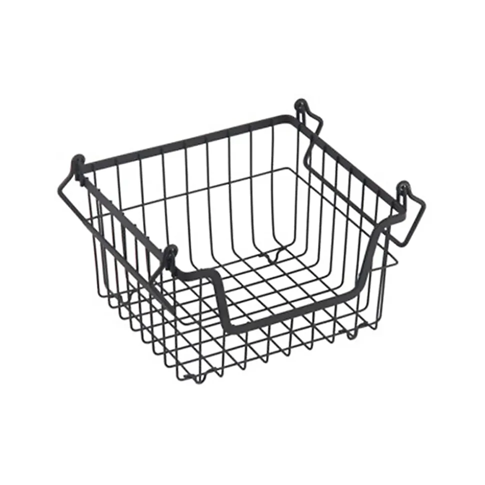 Panier de rangement filaire en métal noir l. 26 cm