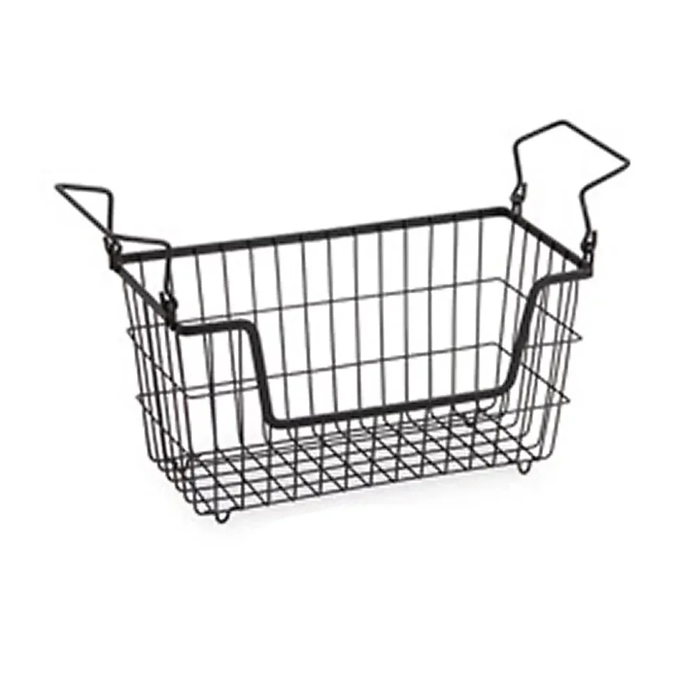 Panier de rangement filaire en métal noir l. 38 cm