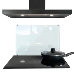 Panneau de cuisine en verre Tulup 60x40 cm protection transparente avec fixation par clips
