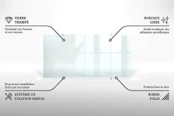 Panneau de cuisine Lacobel Tulup 100x50 cm protection transparente en verre trempé avec fixations