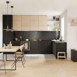 Panneau de finition îlot Goodhome Stevia noir H. 89 cm x l. 200 cm x Ep. 18 mm