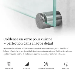 Panneau de protection transparent Tulup 120x60 cm pour cuisine avec fixations