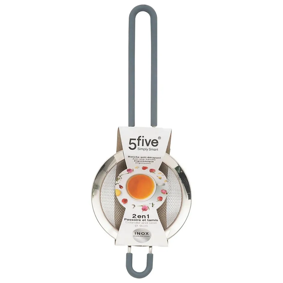 Passoire tamis inox/siliconne 9cm - Gris- 5five