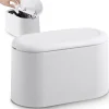 Petite Poubelle de Table de 1,8L avec Couvercle à Bouton-Poussoir blanc