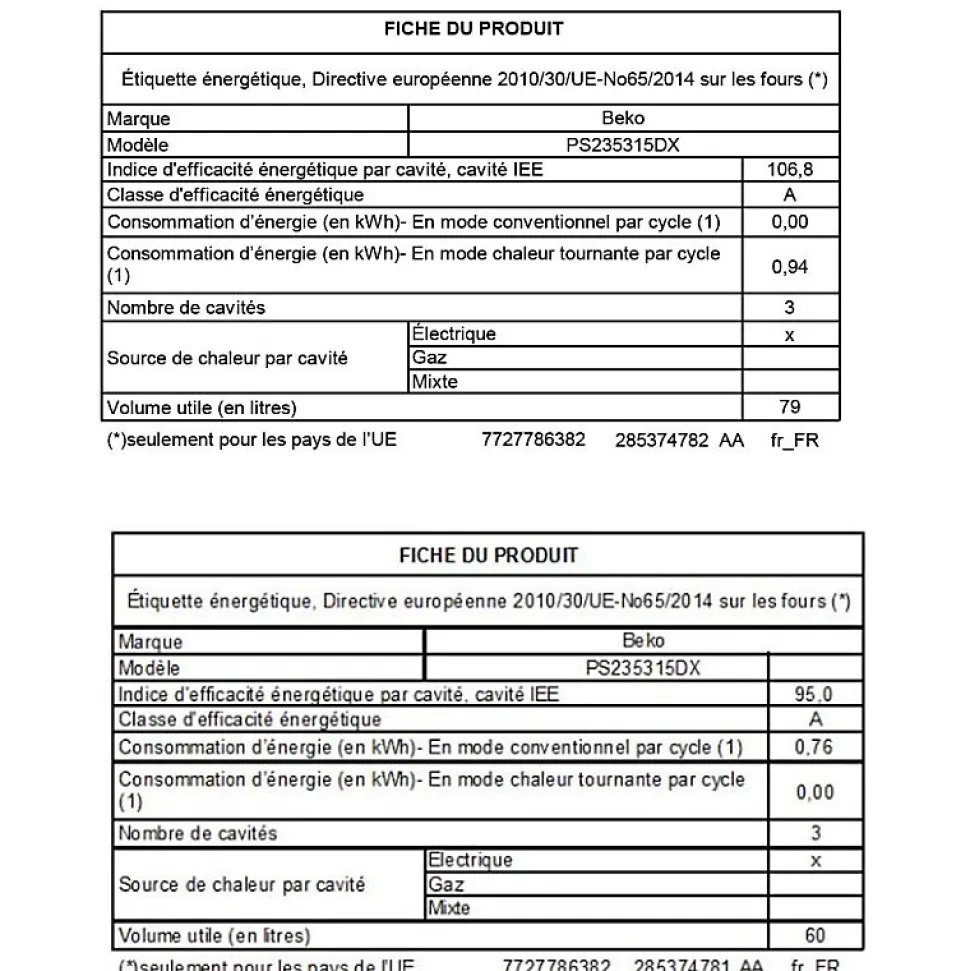 Piano de cuisson gaz 170l 5 feux inox Beko PS235315DX