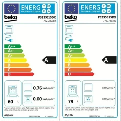 Piano de cuisson gaz 170l 5 feux inox Beko PS235315DX