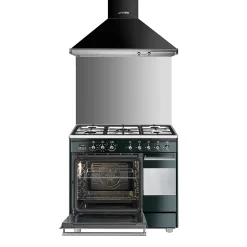 Piano de cuisson gaz 79L Concerto L. 90 x H. 90 cm SCB92MN8 Smeg noir et inox