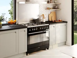 Piano de cuisson gaz 79L Concerto L. 90 x H. 90 cm SCB92MN8 Smeg noir et inox