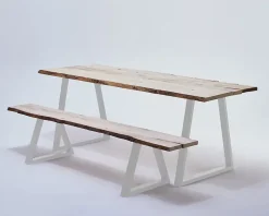 Pied de banc modèle trapèze Mottez H. 40 cm métal blanc