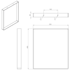 Pied de meuble cadre en acier noir Cime H. 40 cm