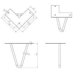 Pied de meuble en triangle en acier noir Cime H. 16 cm