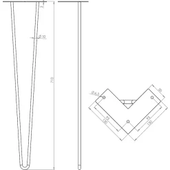 Pied de meuble filaire H. 71 cm Cime acier blanc